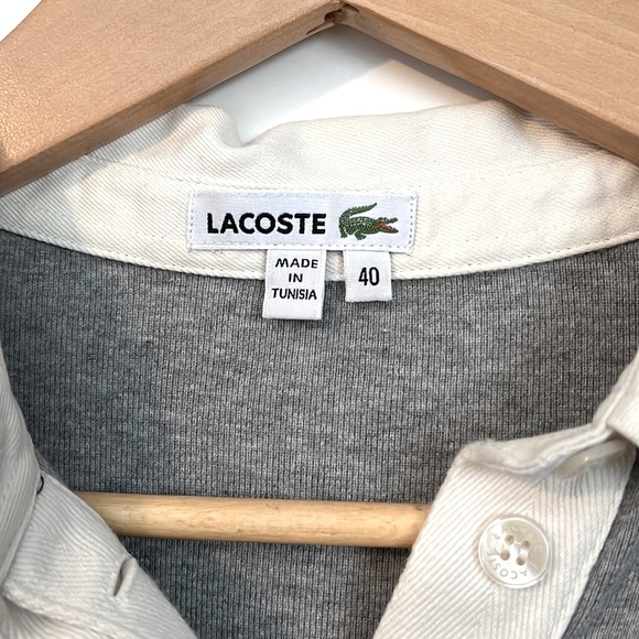 Lacoste Blue/Gray Polo Long Sleeve 40 - Picture 3 of 6